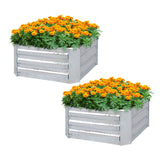 NNEAGS 2X 60cm Square Galvanised Raised Garden Bed Vegetable Herb Flower Outdoor Planter Box
