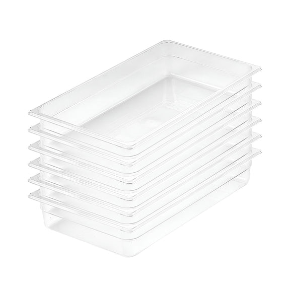 NNEAGS 100mm Clear Gastronorm GN Pan 1/1 Food Tray Storage Bundle of 6