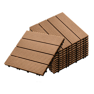 NNEAGS 11 pcs Coffee DIY Wooden Composite Decking Tiles Garden Outdoor Backyard Flooring Home Decor