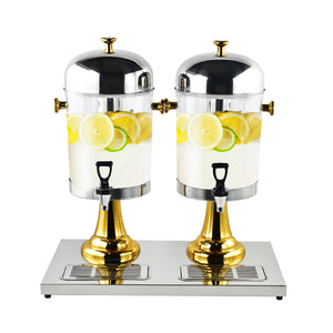 NNEAGS 16L Dual Stainless Steel Dispenser Beverage Juicer Transparent Commercial Drink Container Jug