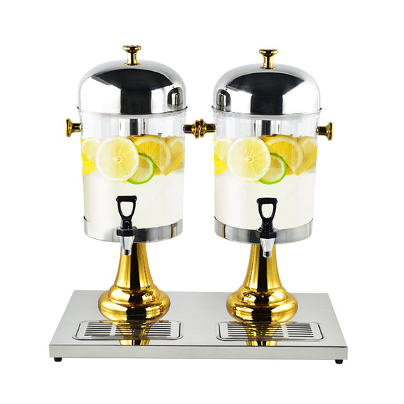 NNEAGS 16L Dual Stainless Steel Dispenser Beverage Juicer Transparent Commercial Drink Container Jug
