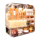 NNEAGS Transparent Cosmetic Storage Box Clear Makeup Skincare Holder with Lid Drawers Waterproof  Dustproof Organiser with Pearls