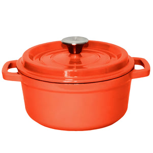 NNEAGS Cast Iron 24cm Enamel Porcelain Stewpot Casserole Stew Cooking Pot With Lid 3.6L Orange