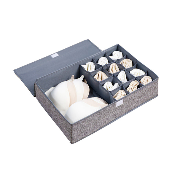 NNEAGS Grey Flip Top Underwear Storage Box Foldable Wardrobe Partition Drawer Home Organiser