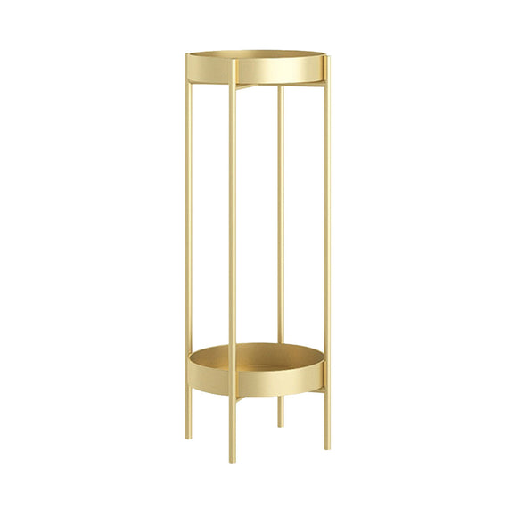 NNEAGS 2 Layer 80cm Gold Metal Plant Stand Flower Pot Holder Corner Shelving Rack Indoor Display