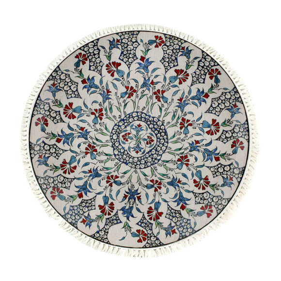 NNEAGS 120cm Mandala Round Area Thick Anti-slip Doormat, Home Decor