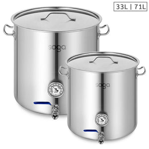 NNEAGS Stainless Steel Brewery Pot 33L 71L With Beer Valve 35CM 45CM