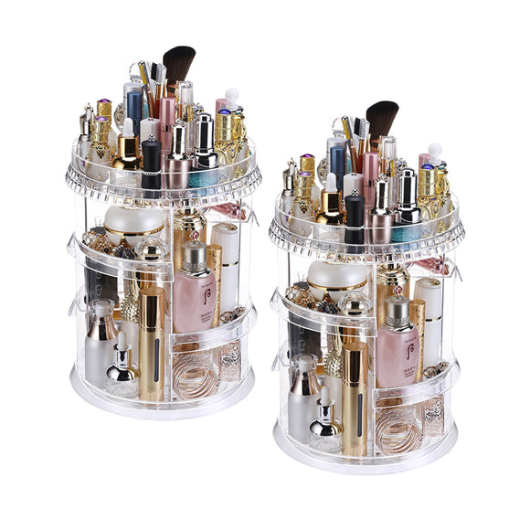 NNEAGS 2X 360 Degree Rotating Makeup Organiser Cosmetics Holder Display Stand Skincare Home Decor