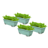 NNEAGS 49.5cm Green Rectangular Planter Vegetable Herb Flower Outdoor Plastic Box with Holder Balcony Garden Decor Set of 4