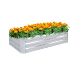 NNEAGS 120cm Rectangle Galvanised Raised Garden Bed Vegetable Herb Flower Outdoor Planter Box