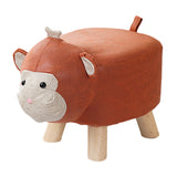NNEAGS Orange Children Bench Monkey Character Round Ottoman Stool Soft Small Comfy Seat Home Decor