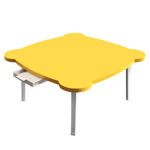 NNEAGS Yellow Minimalist Cat Ear Portable Floor Table Small Space-Saving Mini Desk Home Decor