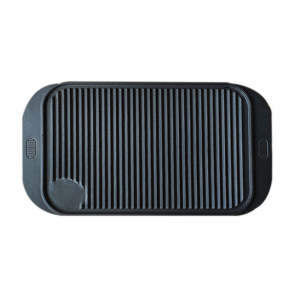 NNEAGS 47cm Cast Iron Ridged Griddle Hot Plate Grill Pan BBQ Stovetop