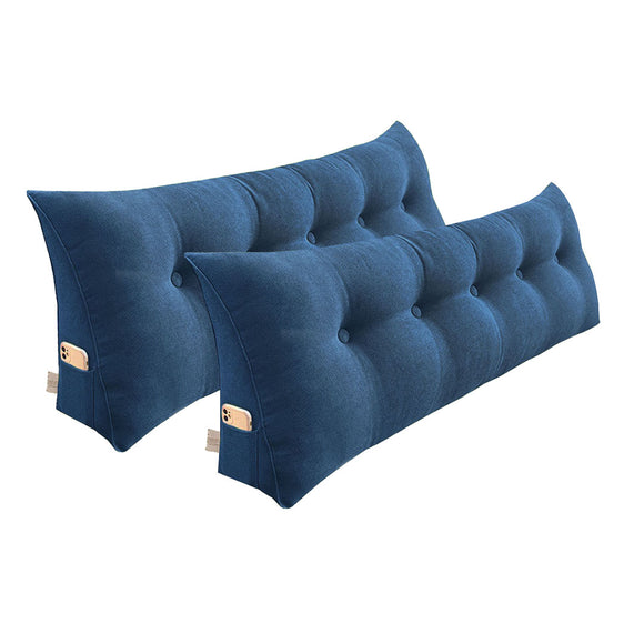 NNEAGS 2X 180cm Blue Triangular Wedge Bed Pillow Headboard Backrest Bedside Tatami Cushion Home Decor
