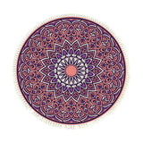 NNEAGS 90cm Purple Mandala Round Carpet for Living Room Bedroom Anti-slip Doormat, Home Decor