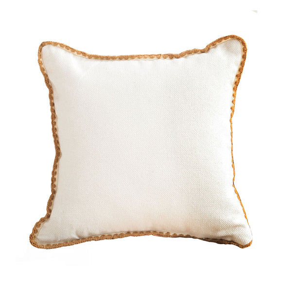 NNEAGS 45cm Warm Wood Tone & Apricot Shell Edged Square Throw Pillow