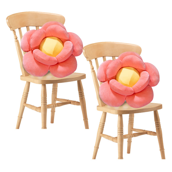 NNEAGS 2X Red Double Flower Shape Cushion Soft Bedside Floor Plush Pillow Home Decor