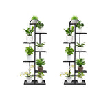 NNEAGS 2X 7 Tier 8 Pots Black Metal Plant Stand Flowerpot Display Shelf Rack Indoor Home Office Decor