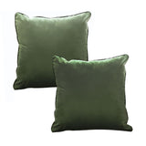 NNEAGS 2X 45cm Subtle Army Green Foliage Velvet Square Throw Pillow