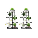 NNEAGS 2X 4 Tier 5 Pots Black Metal Plant Stand Flowerpot Display Shelf Rack Indoor Home Office Decor
