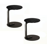 NNEAGS 2X  50cm Black Marble Mini Side Table Movable Lightweight w/ Black Frame