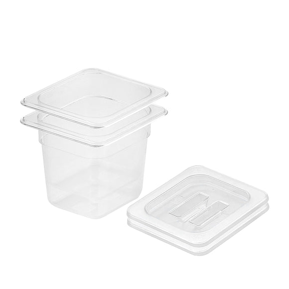 NNEAGS 150mm Clear Gastronorm GN Pan 1/6 Food Tray Storage Bundle of 2 with Lid