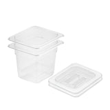 NNEAGS 150mm Clear Gastronorm GN Pan 1/6 Food Tray Storage Bundle of 2 with Lid