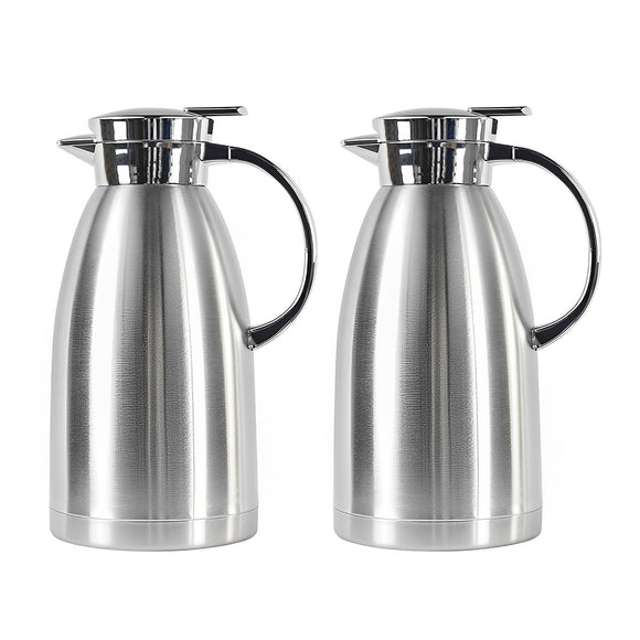 NNEAGS 2X 1.8L Stainless Steel Kettle Insulated Vacuum Flask Water Coffee Jug Thermal