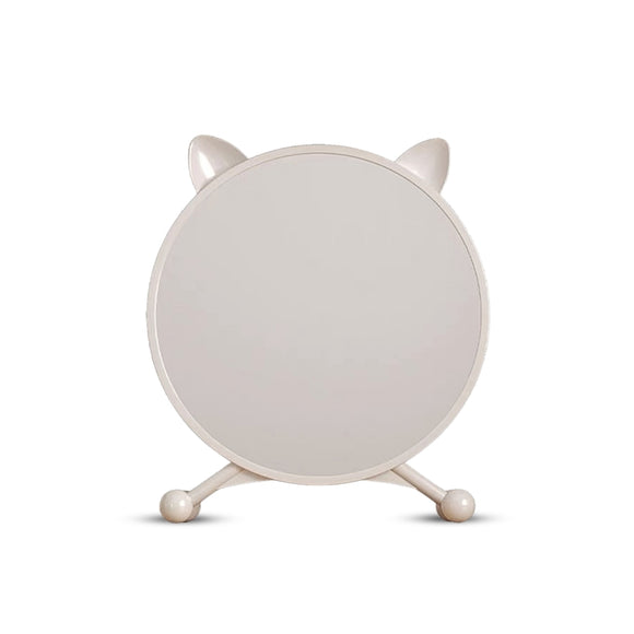 NNEAGS 30cm White Smart Makeup Bedroom Table Mirror Cat Ear Style No LED Light