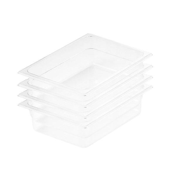 NNEAGS 100mm Clear Gastronorm GN Pan 1/2 Food Tray Storage Bundle of 4
