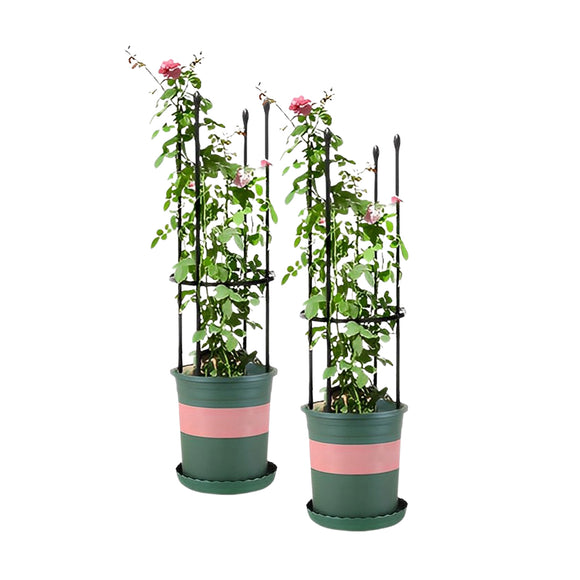 NNEAGS 2X 73cm 4-Bar Plant Frame Stand Trellis Vegetable Flower Herbs Outdoor Vine Support Garden Rack with Rings