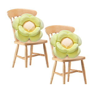 NNEAGS 2X Green Double Flower Shape Cushion Soft Bedside Floor Plush Pillow Home Decor