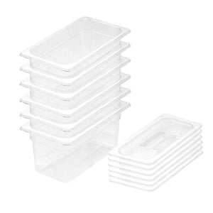 NNEAGS 150mm Clear Gastronorm GN Pan 1/3 Food Tray Storage Bundle of 6 with Lid