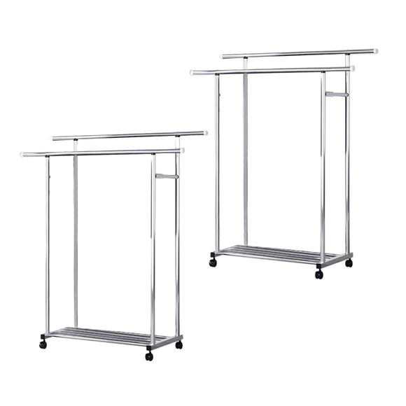 NNEAGS 2X 120cm Stainless Steel Floor-Standing Clothes Rack - Durable and Space-Saving Laundry Organizer
