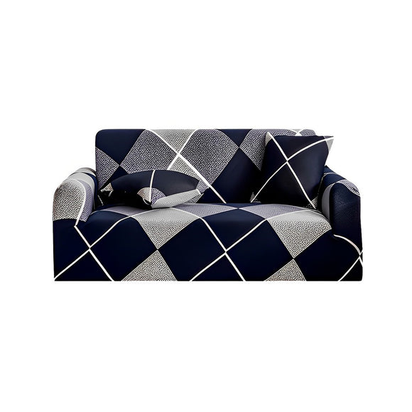 NNEAGS 2-Seater Checkered Sofa Cover Couch Protector High Stretch Lounge Slipcover Home Decor