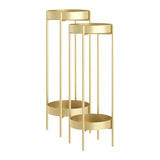 NNEAGS 2X 2 Layer 80cm Gold Metal Plant Stand Flower Pot Holder Corner Shelving Rack Indoor Display