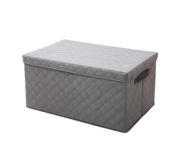 NNEAGS Extra Large Grey Non-Woven Diamond Quilt Grid Fabric Storage/Organizer Box
