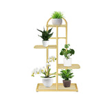 NNEAGS 4 Tier 5 Pots Gold Metal Plant Stand Flowerpot Display Shelf Rack Indoor Home Office Decor