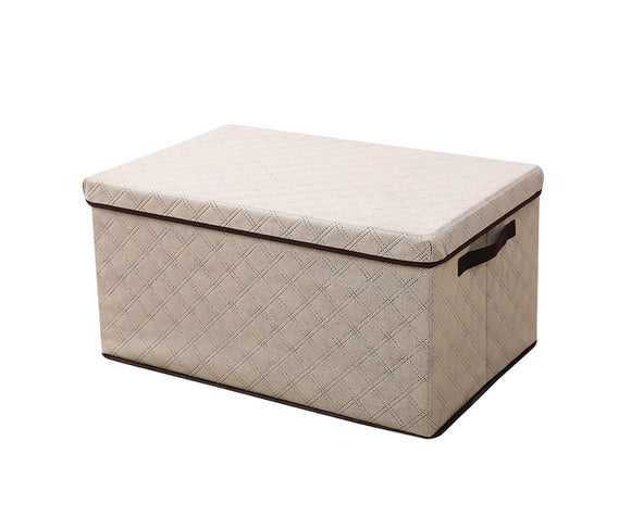 NNEAGS 2X Small Beige Non-Woven Diamond Quilt Grid Fabric Storage/ Organizer Box