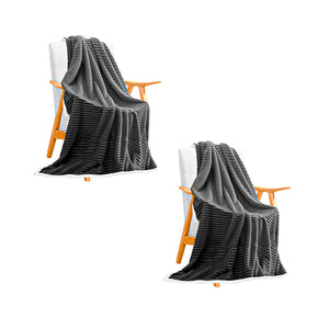 NNEAGS 2X Grey Throw Blanket Warm Cozy Double Sided Thick Flannel Coverlet Fleece Bed Sofa Comforter