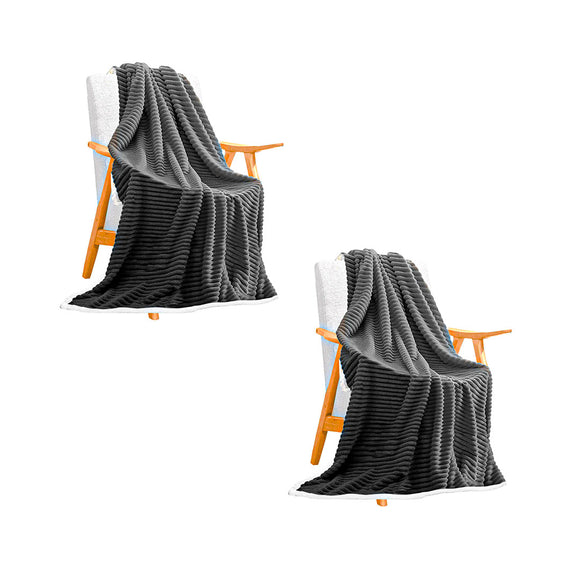 NNEAGS 2X Grey Throw Blanket Warm Cozy Double Sided Thick Flannel Coverlet Fleece Bed Sofa Comforter