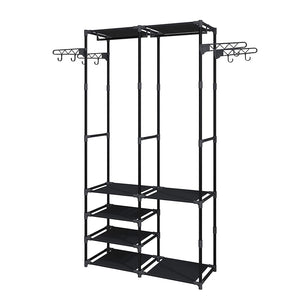 NNEAGS 90x35cm Hanging Clothes Rack Storage w/ 4 Layer Organizer and Side Hooks