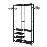 NNEAGS 90x35cm Hanging Clothes Rack Storage w/ 4 Layer Organizer and Side Hooks