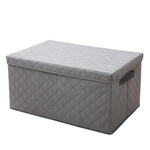 NNEAGS Small Grey Non-Woven Diamond Quilt Grid Fabric Storage/Organizer Box
