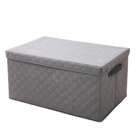 NNEAGS Small Grey Non-Woven Diamond Quilt Grid Fabric Storage/Organizer Box