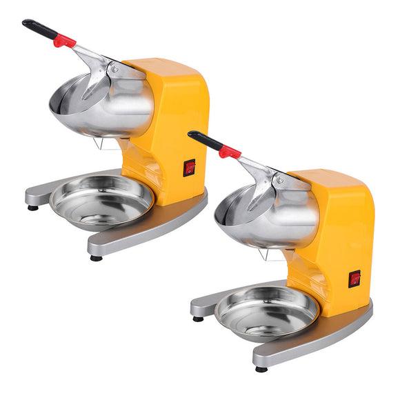 NNEAGS 2X Ice Shaver Electric Stainless Steel Ice Crusher Slicer Machine Commercial Yellow