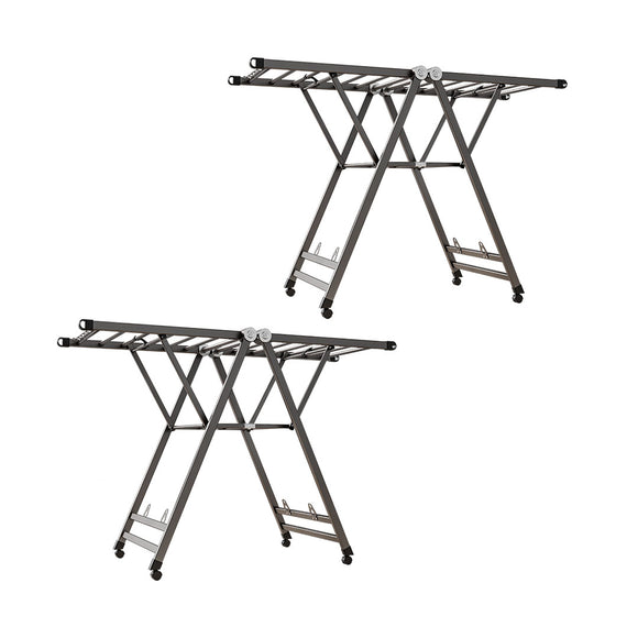 NNEAGS 2X 1.4m Portable Wing Shape Clothes Drying Rack Foldable Space-Saving Laundry Holder