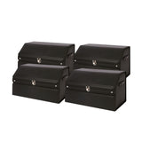 NNEAGS 4X 56cm Leather Car Boot Collapsible Foldable Trunk Cargo Organizer Portable Storage Box with Lock Black