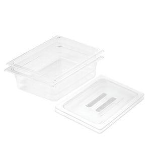 NNEAGS 100mm Clear Gastronorm GN Pan 1/2 Food Tray Storage Bundle of 2 with Lid
