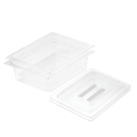 NNEAGS 100mm Clear Gastronorm GN Pan 1/2 Food Tray Storage Bundle of 2 with Lid